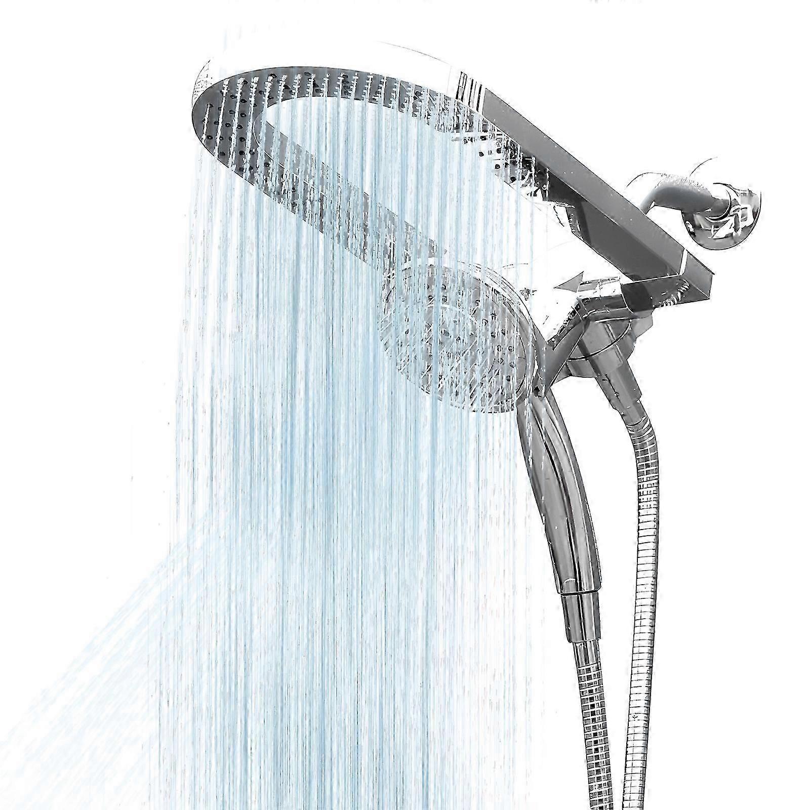 Dobbelt brusehoved Combo 3-vejs regnbruserhoved Combo med 5 indstillingstilstande Rustfrit stål Dobbelt brusehoved med håndholdt 6FT slange til badeværelse