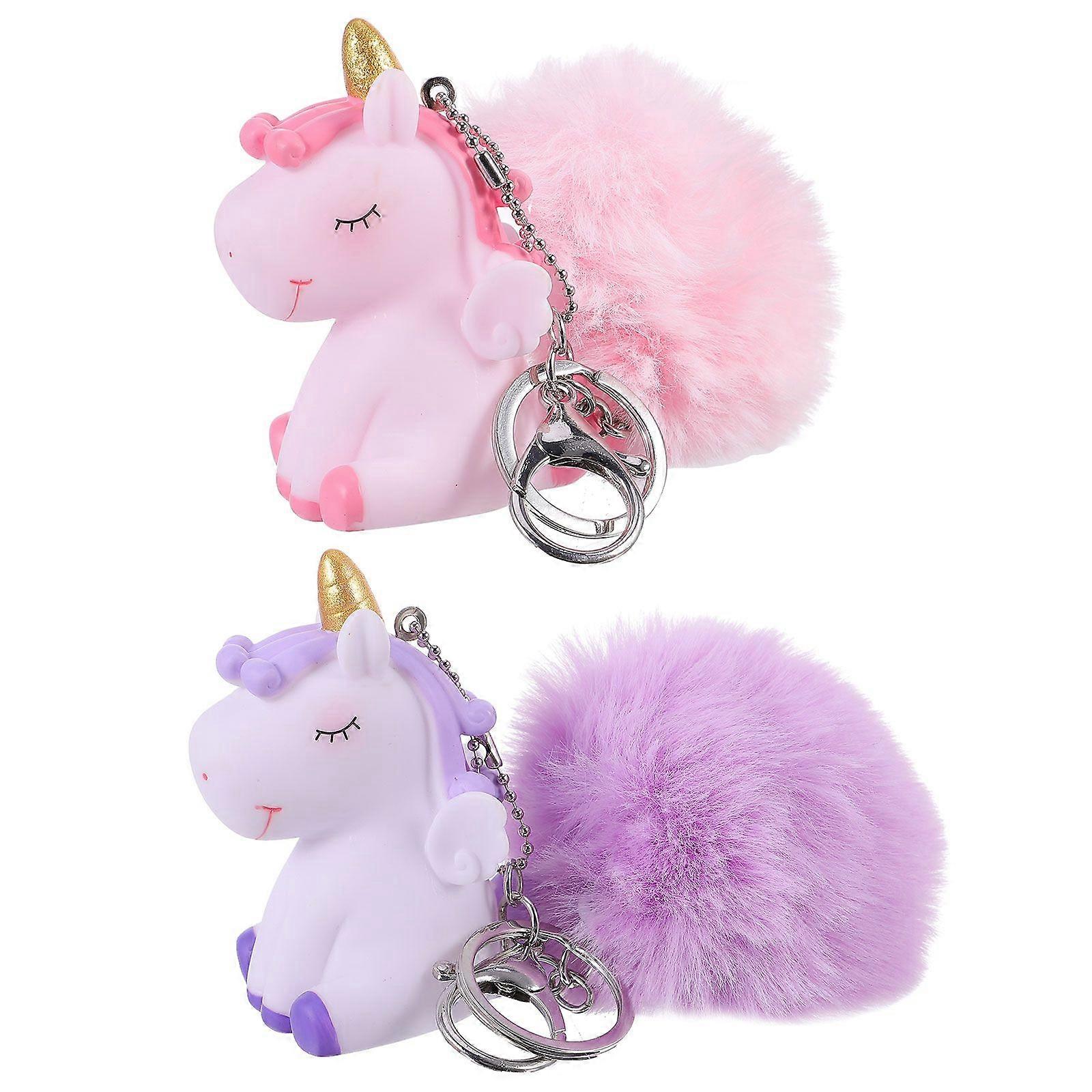 2pcs Lovely Unicorn Shape Key Chains Key Pendants Bag Ornaments (Assorted Color)