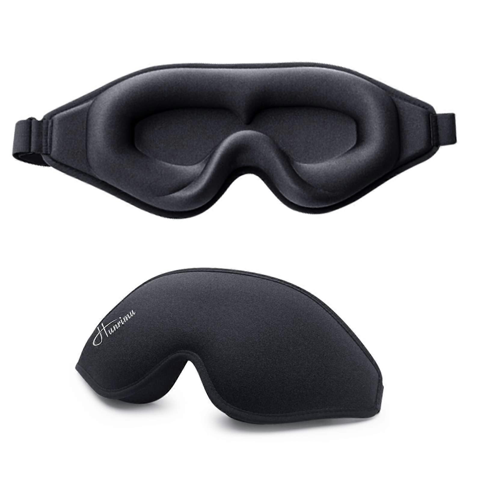 Sleep Eye Mask For Women, Soft Fabric, 3D Blockout Design, Adjustable Strap, Travel Black
