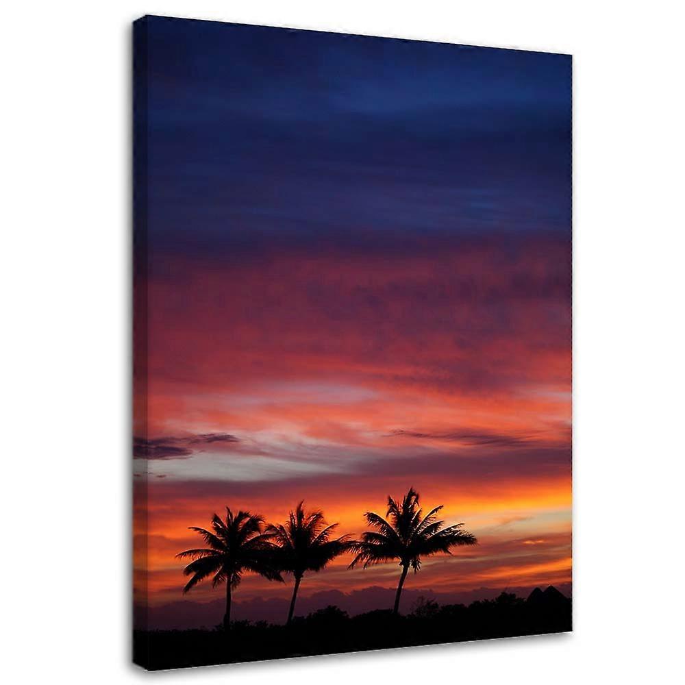 Obraz na plátně, Barevná obloha a palmy - 60x90