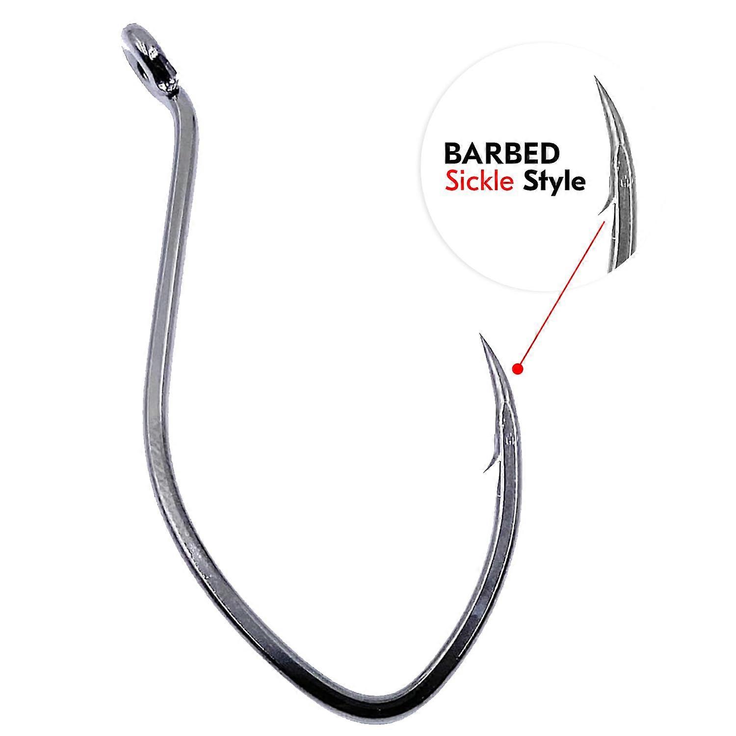 Maruto Barbed Fishing Hooks Sickle Fishing Hooks Sharp Strong Japanese High Carbon Steel Fish Hooks 2–50 Hooks Black