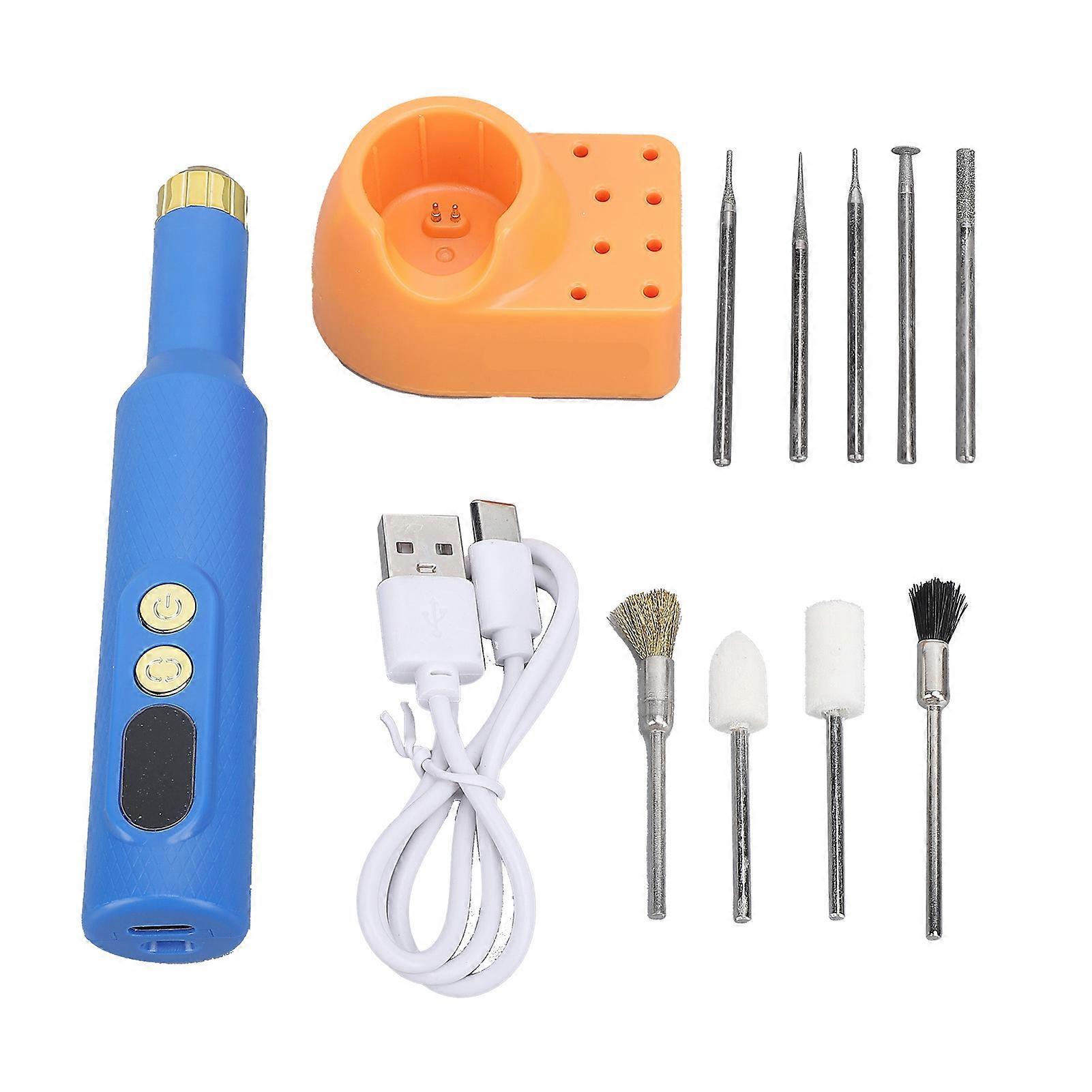 Electric Polishing Pen 18000RPM 3 Speed Adjustable Rechargeable Cordless Rotary Tool with 9 Bits for Grinding Carving