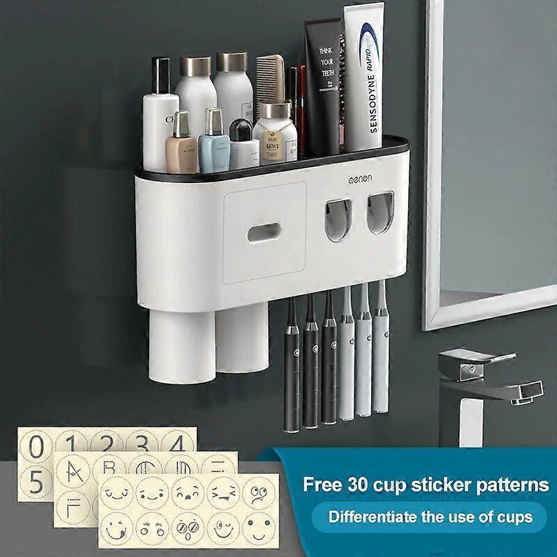 Bathroom Magnetic Adsorption Inverted Toothbrush Holder Wall -Automatic Toothpaste Squeezer Storage Rack Bathroom Accessories