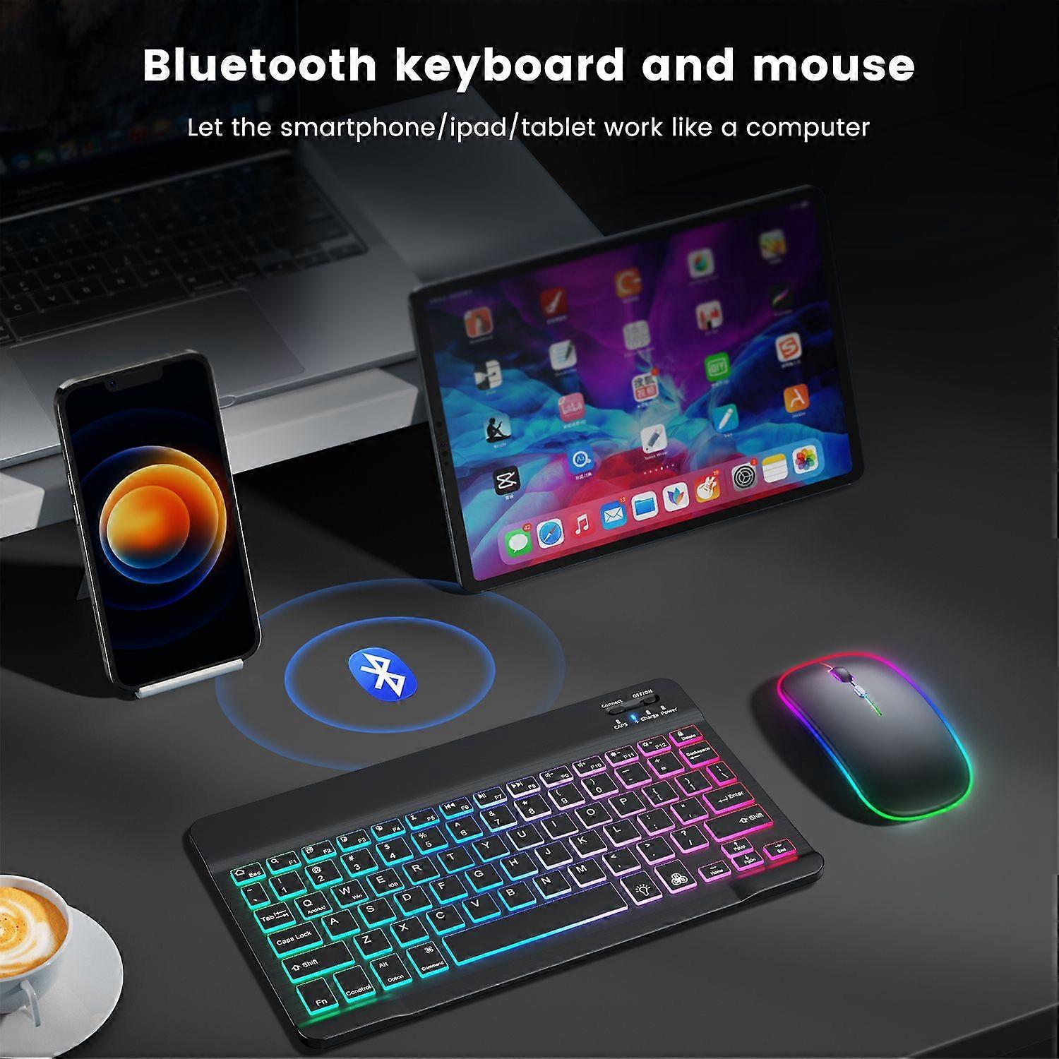 Wireless Keyboard and Mouse Bluetooth Keyboards in Russian rgb Keyboard Kit Backlit Keyboards Mouse Set for Computer IPad Phone