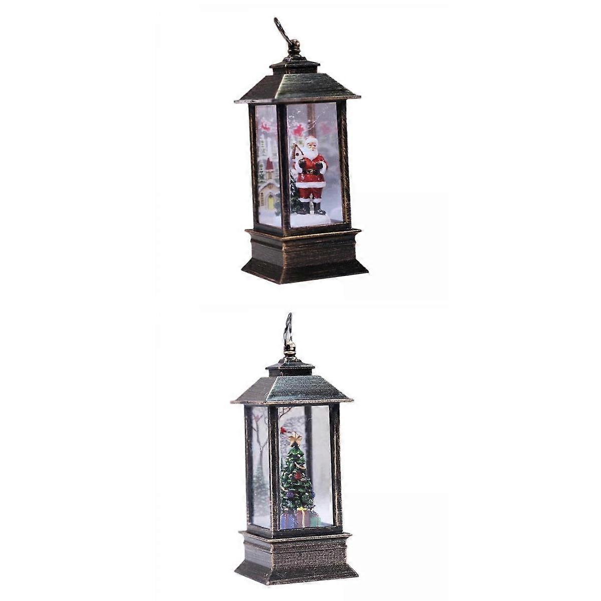 2x Glitter Lantern Ornament Holiday