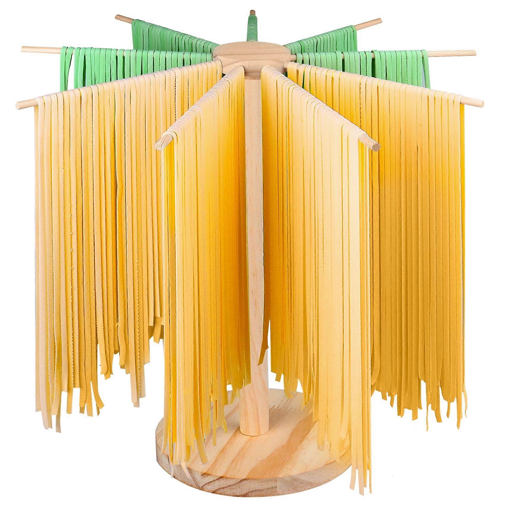 Pasta Drying Rack - Large Collapsible Wooden Pasta Stand for Fresh Spaghetti and Kitchenaid Attachment Compatibility
