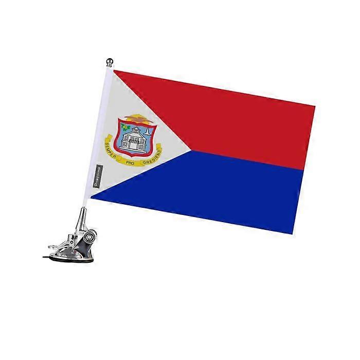 Flag - Saint Martin - 27 x 35 cm - Suction Cup Pole - Polyester - Double-Sided Print