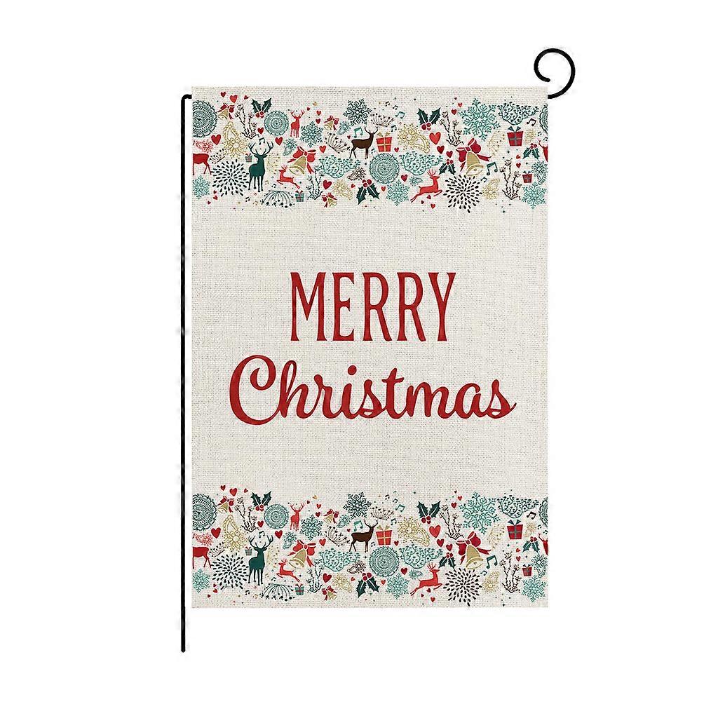 Merry Christmas Garden Flag Xmas Patterns Flags Double-Sided Print Rustic Winter New Year Outdoor Flag
