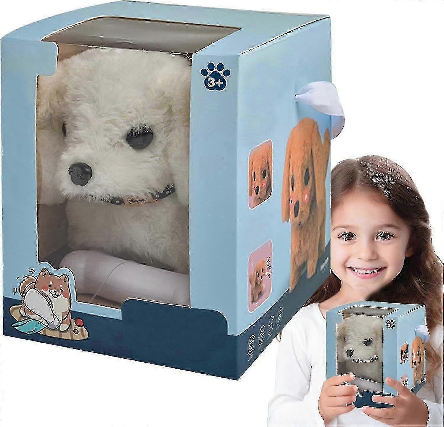 Interactive Walking Plush Puppy Dog with Wagging Tail - Electronic Robot Pet Gift for Kids
