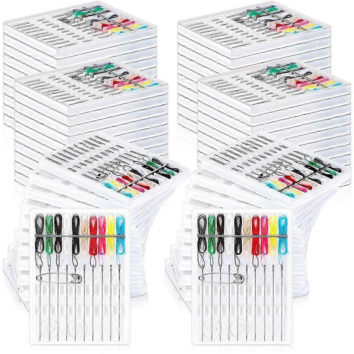 60 Boxes Quick Fix Sewing Kit Pre Threaded Needle Kit Personal Needle and Thread Kit Mending Kit Se