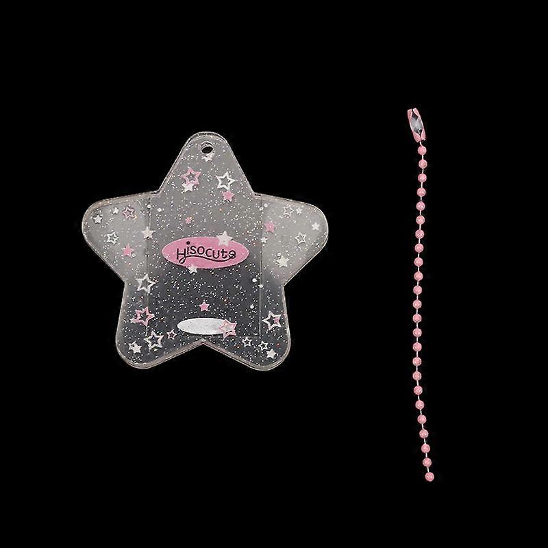 Fashion Hard Card Holder Chain Simple Five-pointed Star Student One-inch ID Photo Decorative Pendant Keychain