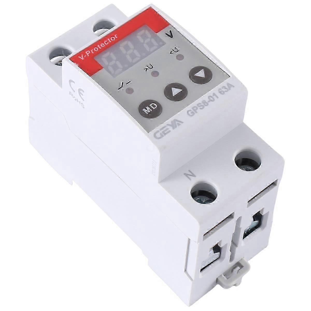 GPS8 Din Rail Over Current Protector Over Voltage Under Voltage Protective Device 63A
