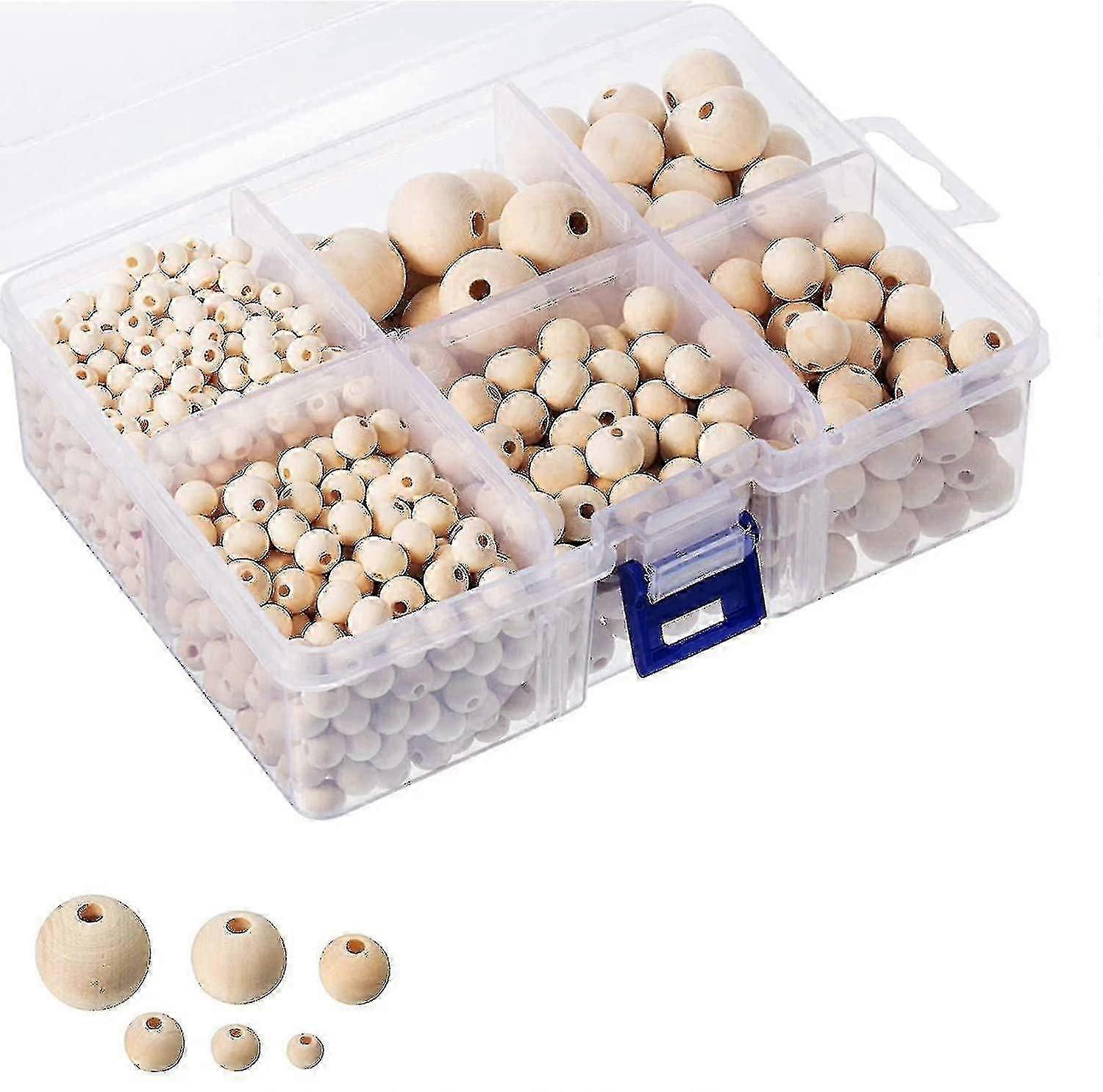 1105 قطعة حبات خشبية طبيعية للخيوط مع ثقب ، 20 مم 16 مم 12 مم 10 مم 8 مم 6 مم ، الحرف اليدوية DIY