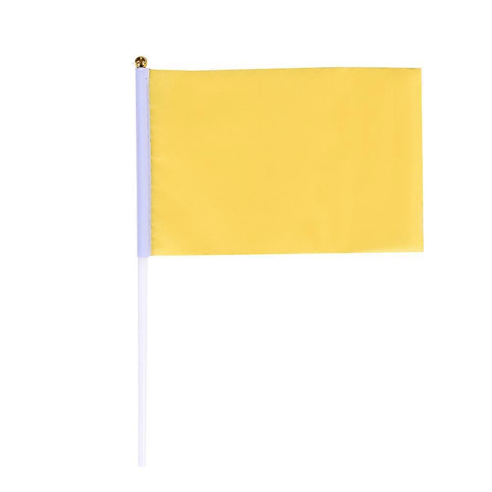 50pcs Solid Color Square Handheld Flags, Yellow Mini Party Flags for Celebrations, Events, Decorations – Durable, Lightweight, Portable
