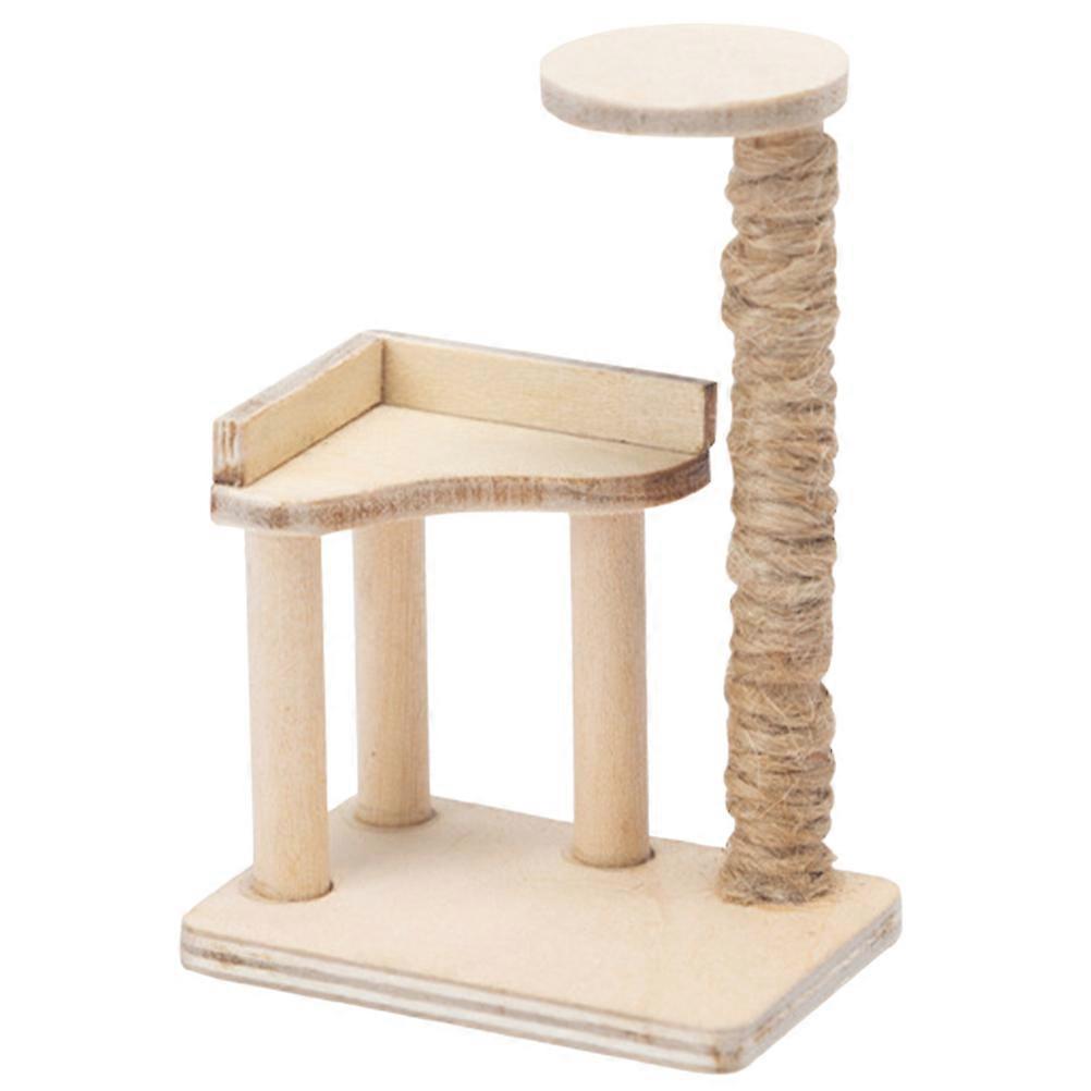 Mini Wooden Cat Tree, Lifelike Features, Elevates Miniature Decor