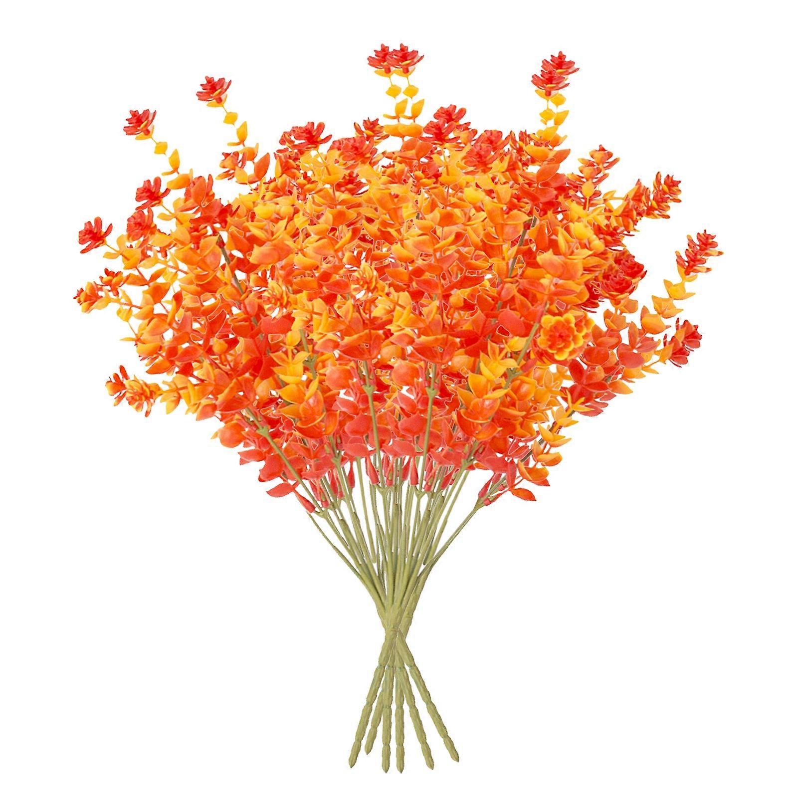 6pcs/pack 7 Forks Artificial Eucalyptus Flowers for Wedding Party Thanksgiving Anniversary Decor Home Office Desktop Decorative Flowers