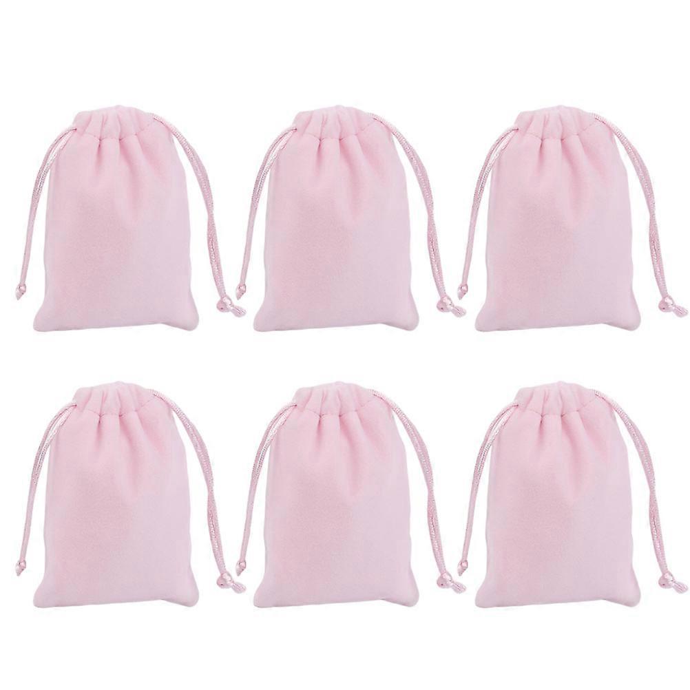 Small Drawstring Bag Drawstring Pouch Pink Rectangular present Packaging Jewelry Storage 9x7x1cm 6Pcs