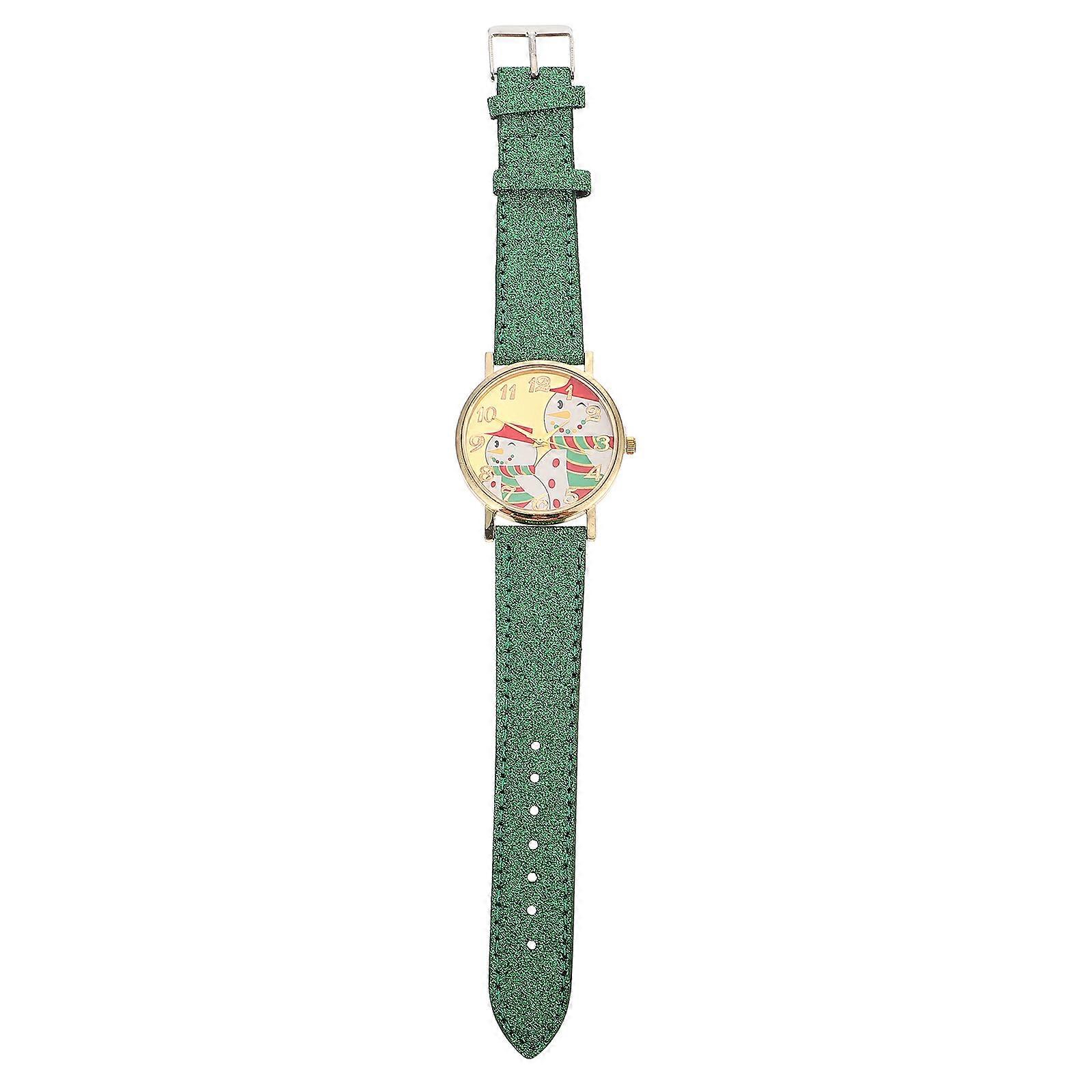 Snowman Children Watch Lovely Round Timekeeping Casual Green 24X4CM 1Pack