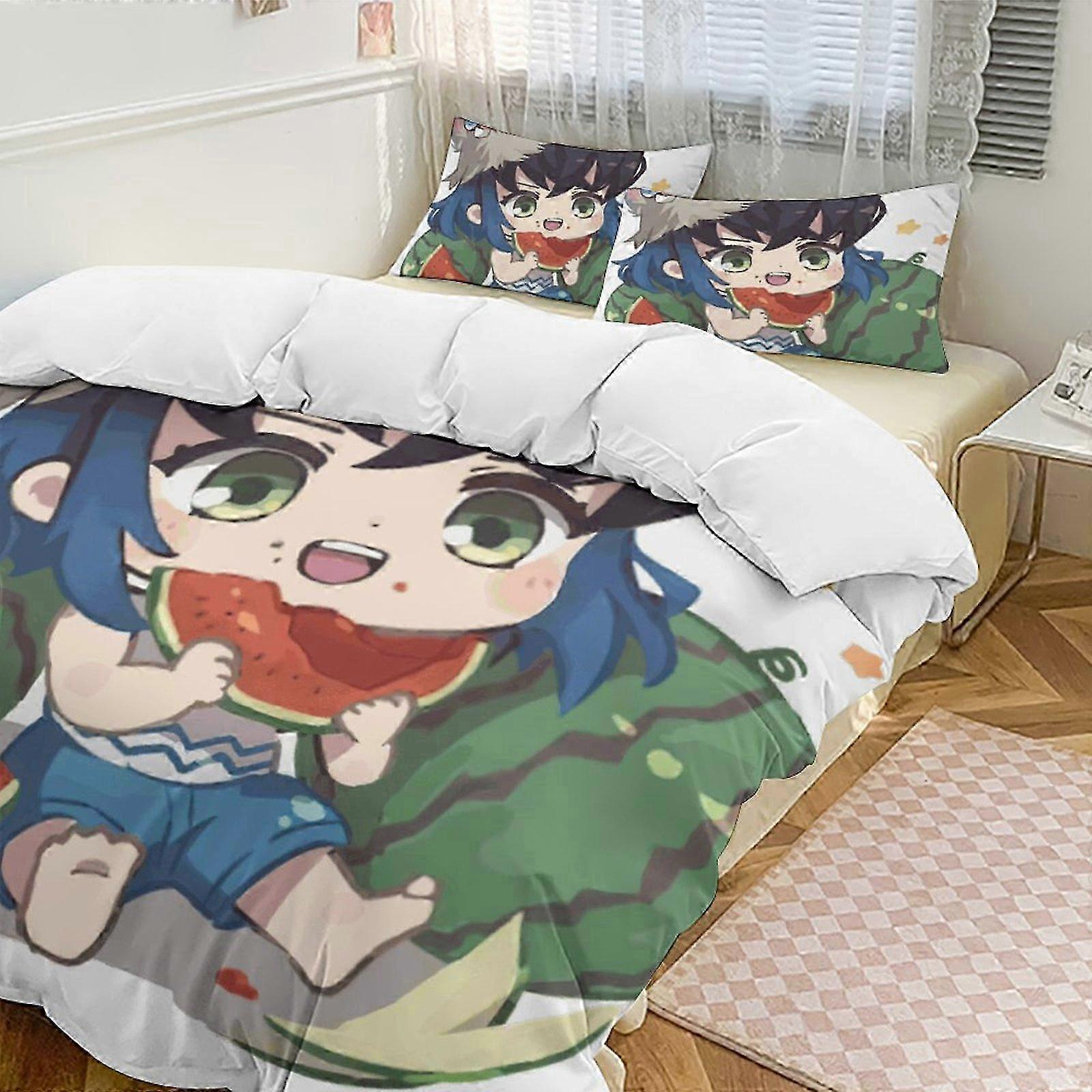 3-Piece Twin Bed Set with Fade-Resistant Microfiber, Suitable for Demon Blade Design, Model io653