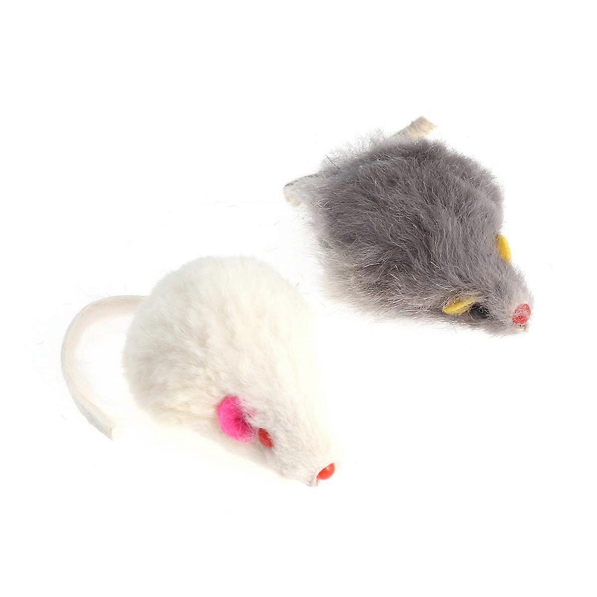 Bright Colors Interactive Plush Mouse Toys 2Pcs 7 x 2.2 x 2.2In