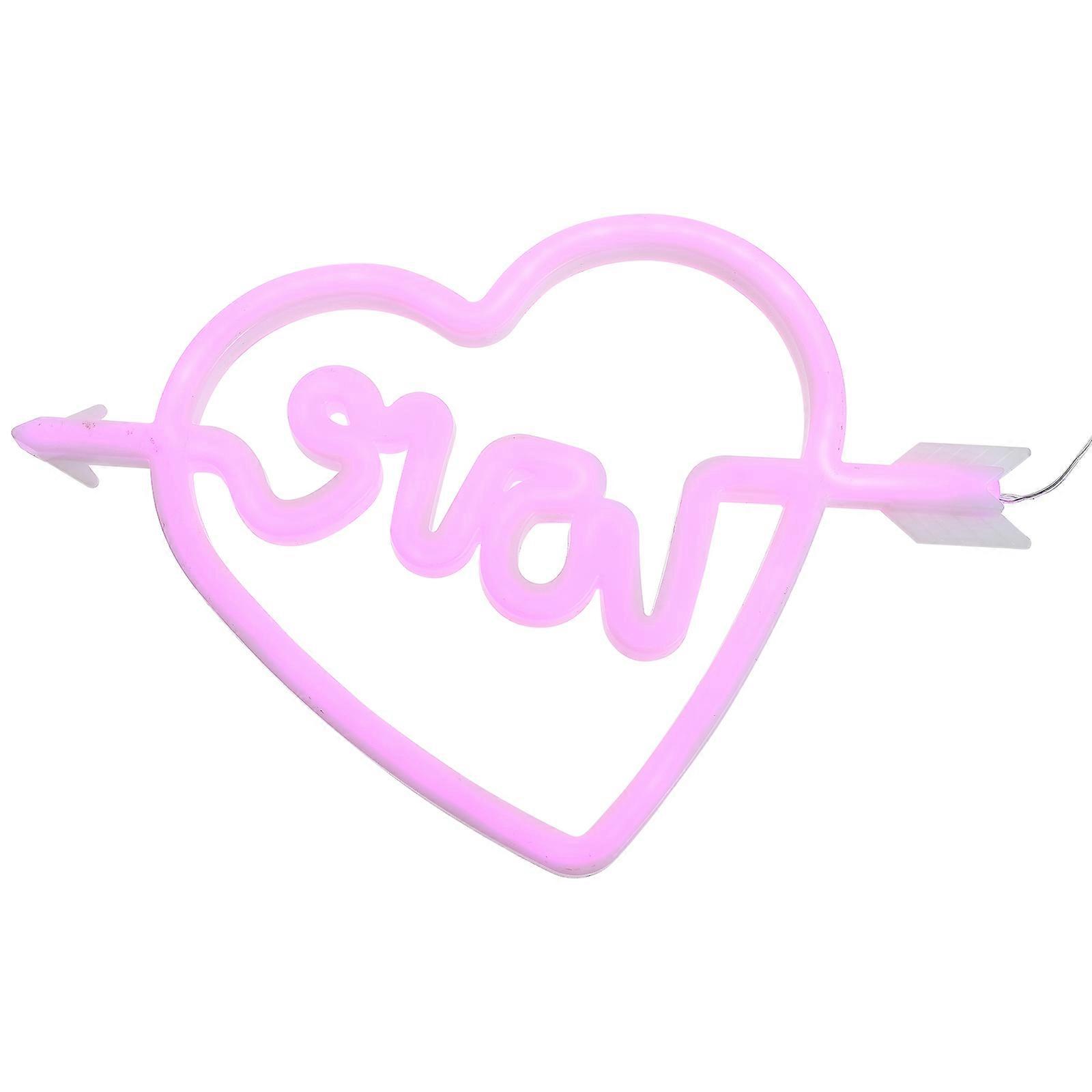 Led Neon Signs For Wall Decor Creative Led Heart Shape Lamp Romantic Atmosphere Creation Pink 1Pack