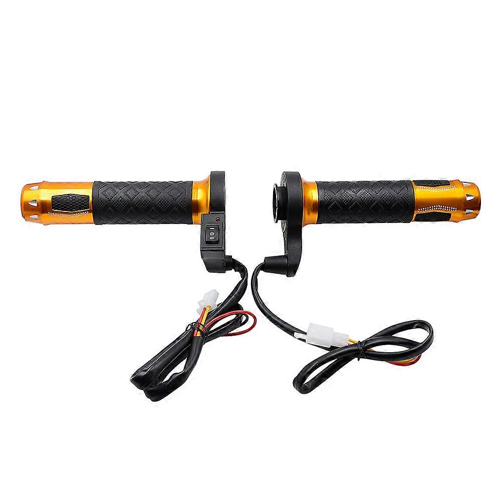 Waterproof Heated Motorcycle Handlebar Grip Winter Use Temperature Adjustable Golden 16.4X8.4CM Dustproof 1 Pair