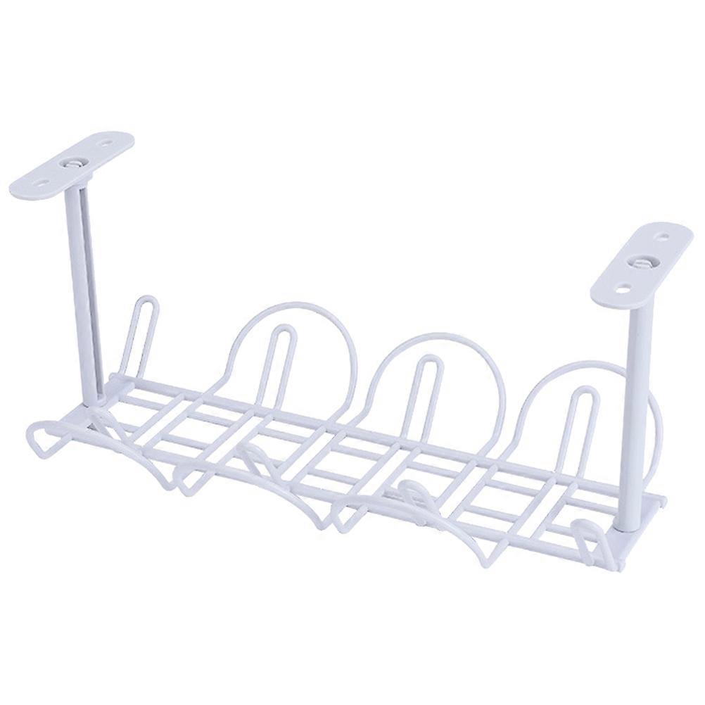 Desktop Shelf Organizer Free of Punch Storage Rack for Office Desk Simple Style Grey 32x14x17cm 1 Layer with 2Pcs Traceless Glue 4Pcs Screws