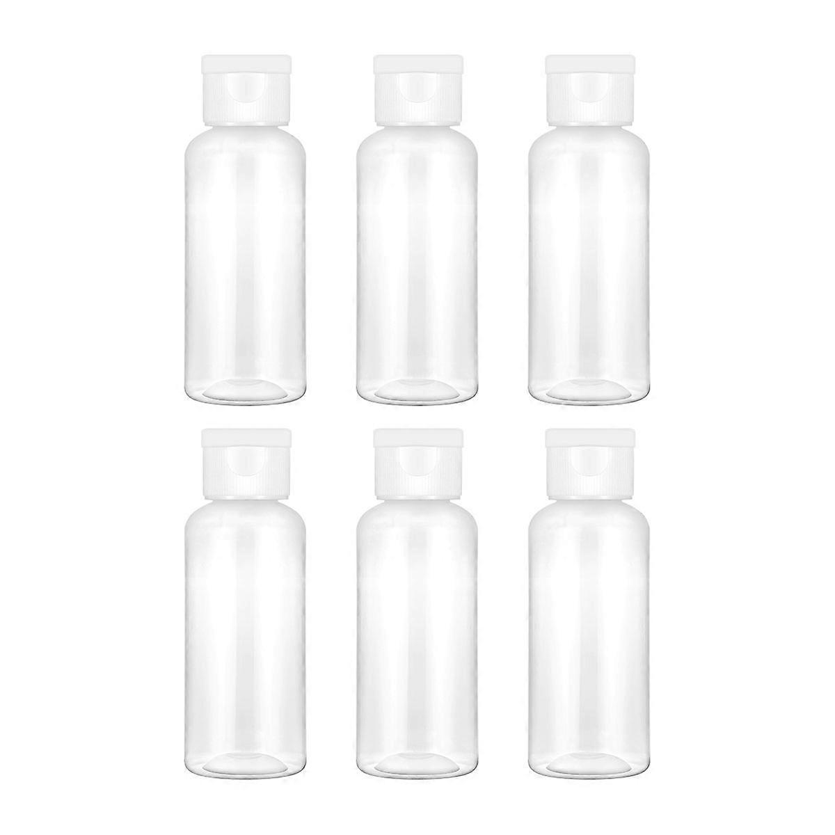 Plastic Empty Bottles Minkissy 6Pcs 50ml White Travel Size Container Round Shape Convenient Dispensing For Women Daily Use