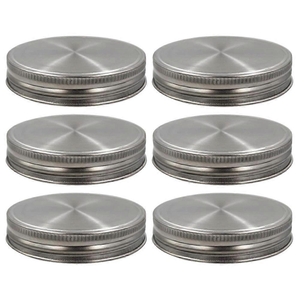 Reusable Canning Lids Practical Jar Covers For Kitchen Use Silver Round Leakproof 6Pack