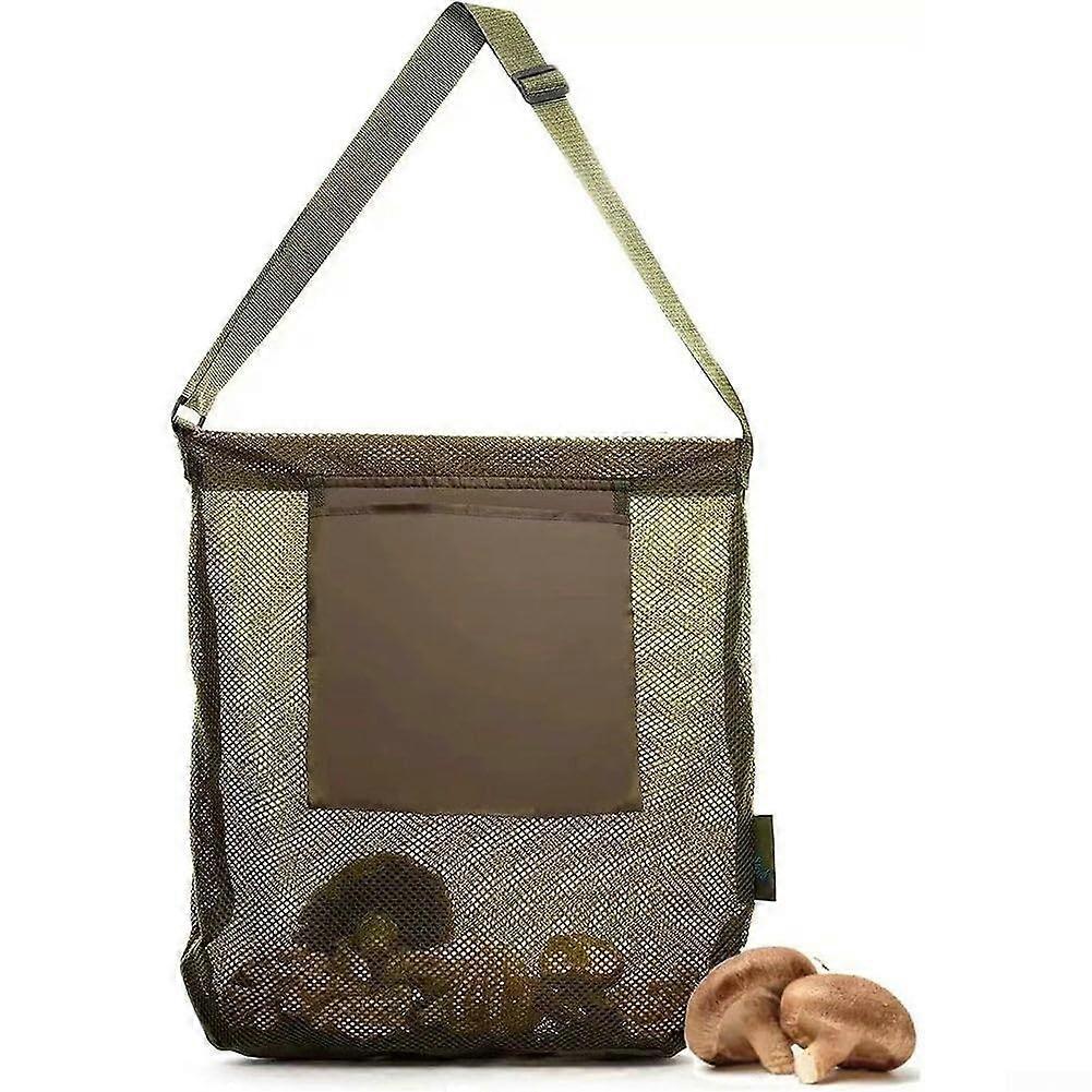Mushroom foraging bag with adjustable strap, foldable, Green