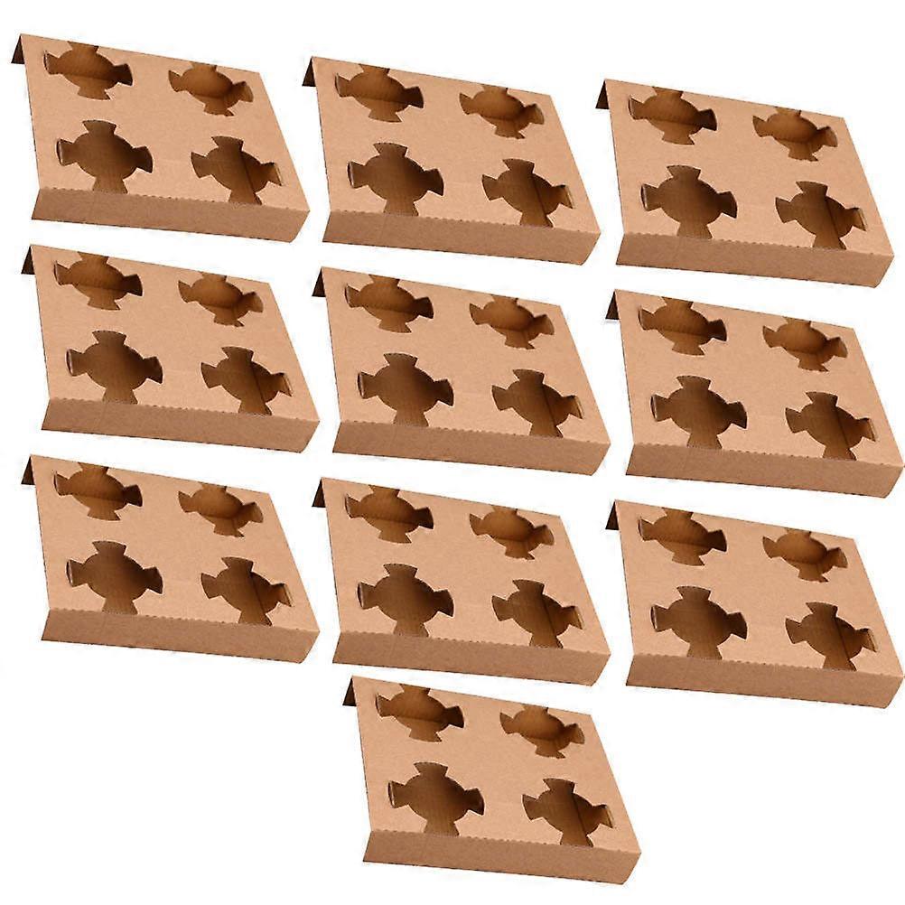 Cup Stand Portable Coffee Rack Beverage Packaging Tray For Dessert Shop Takeout Cup Holders Khaki Size 21.5x17.3x3cm 10Set