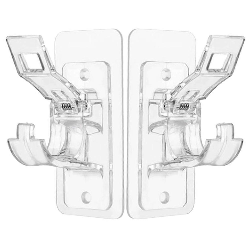 Adhesive Curtain Rod Hook Shower Rods Plastic Rectangular Bathroom Use 2Pack