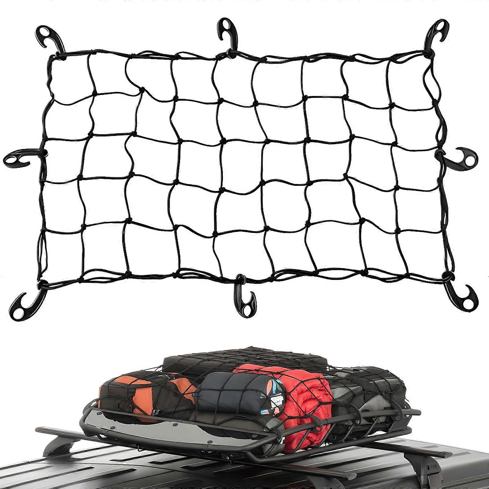 Bungee Luggage Net for Pickup Truck Bed, 50 x 90 cm, with 8 Hooks, Stretchy Mesh Organizer
