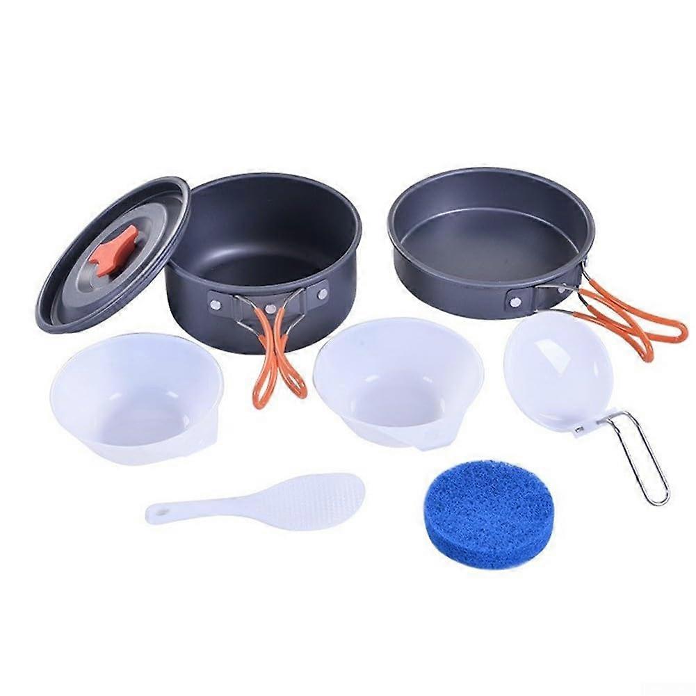 Efficient 14-Piece Camping Cookware Set for 12 People, Outdoor Cooking, Lightweight Aluminum, Non-Stick Design