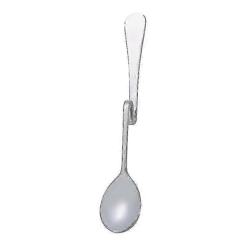 Hanging Cup Spoon Set, Long Bending Teaspoons for Cups, 6 Pcs, Silver