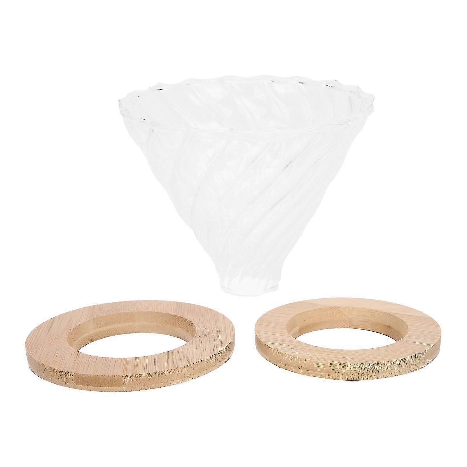 Pour Over Coffee Dripper Cone Filter Cup Maker with Wooden Base for Home and Office Use
