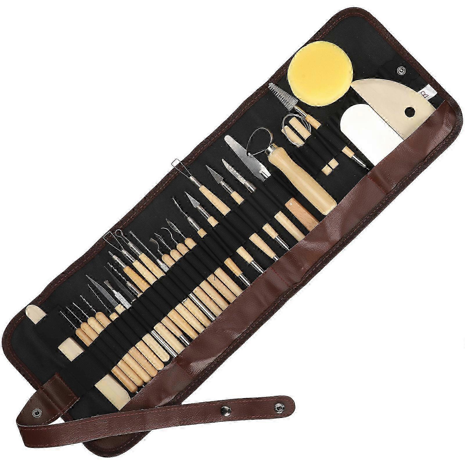 30pcs Clay Sculpting Carving Modeling Multi Function Tool Set with Wooden Handle for Arts Crafts