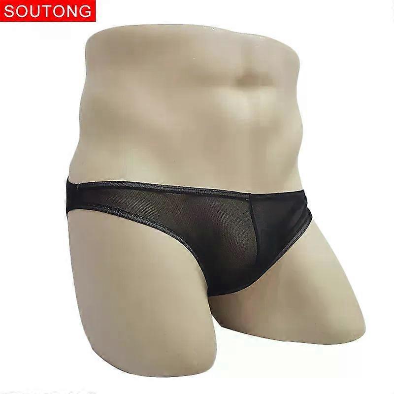 Men's Sexy Brief Underwear Gays Erotic Low-rise U Convex Pouch Mankini Camouflage Printed Mesh Breathable Lightweight Underpants