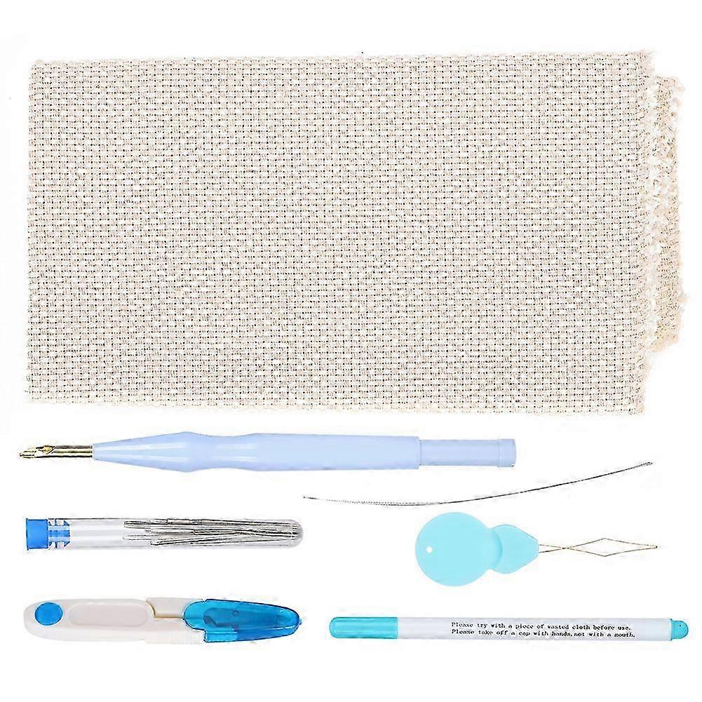 Punch Needle Embroidery Kit DIY Thick Woolen Bold Yarn Scissors Tools Set