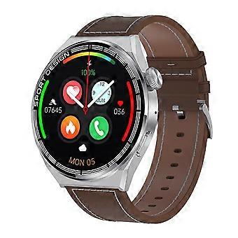 Pulseira de couro de 1,6 polegadas IP67 à prova d'água para relógio inteligente (prata)
