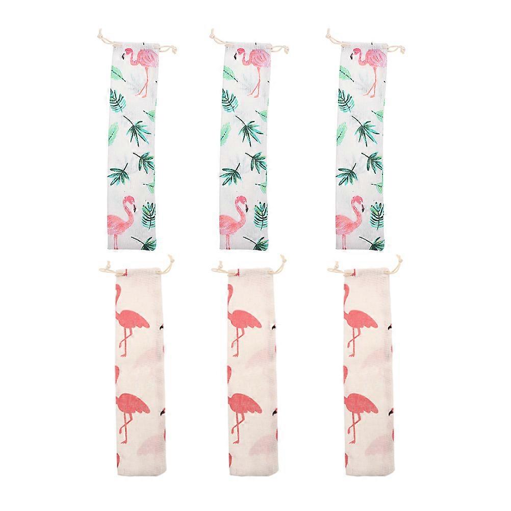 Drawstring Straw Case Rectangular Shape Straws 10.22X2.36X0.12Inch Storage for Straws and 6Pcs