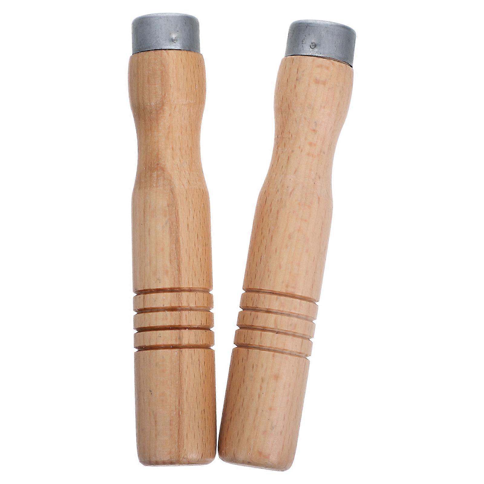 Pan Handle Replacement Beech Wood Light Yellow 12.10X2.00X2.00CM Heat Resistant 2Pcs