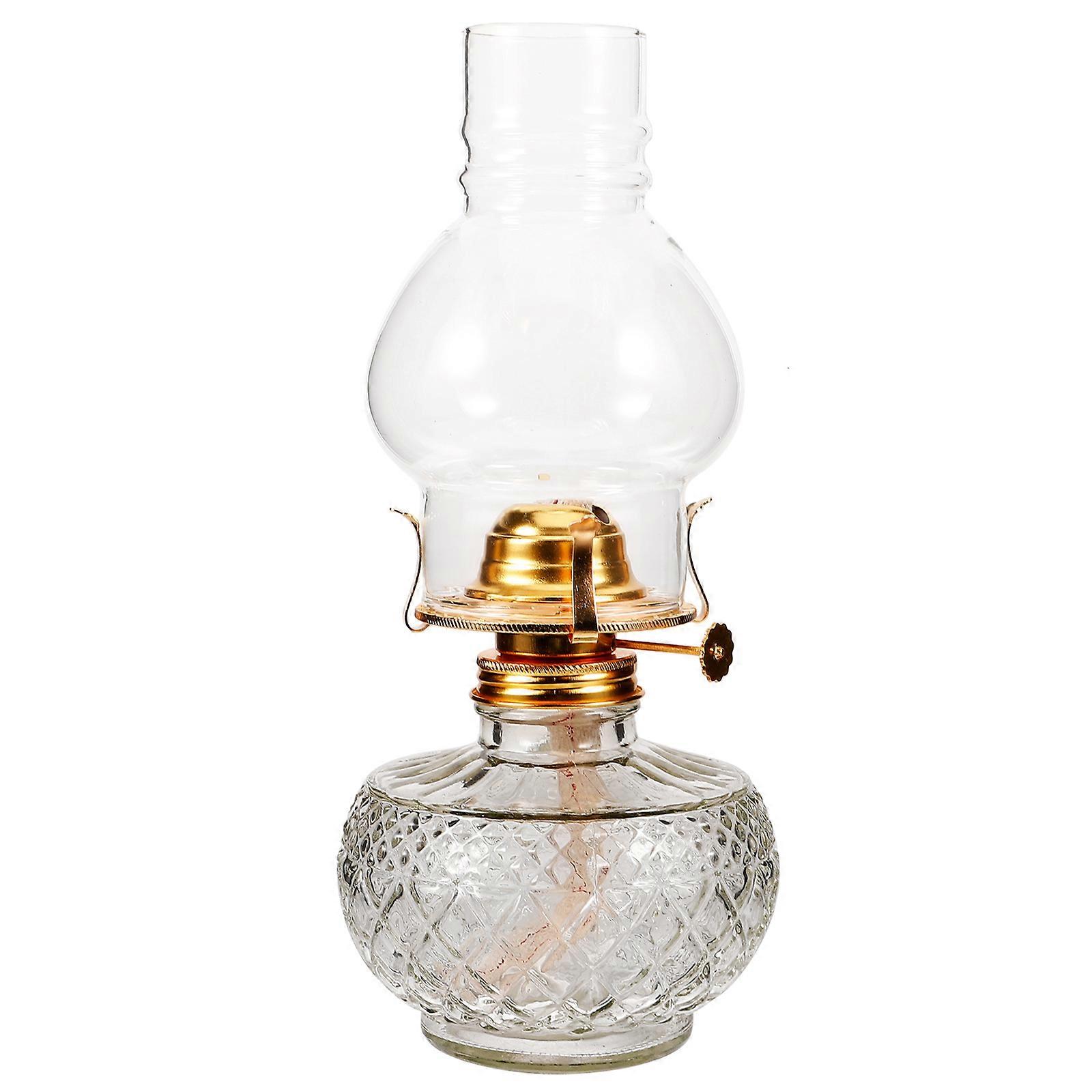 Vintage Kerosene Lamp Decorative Oil Lantern for Home Decor Construction Metal Glass 1Pack
