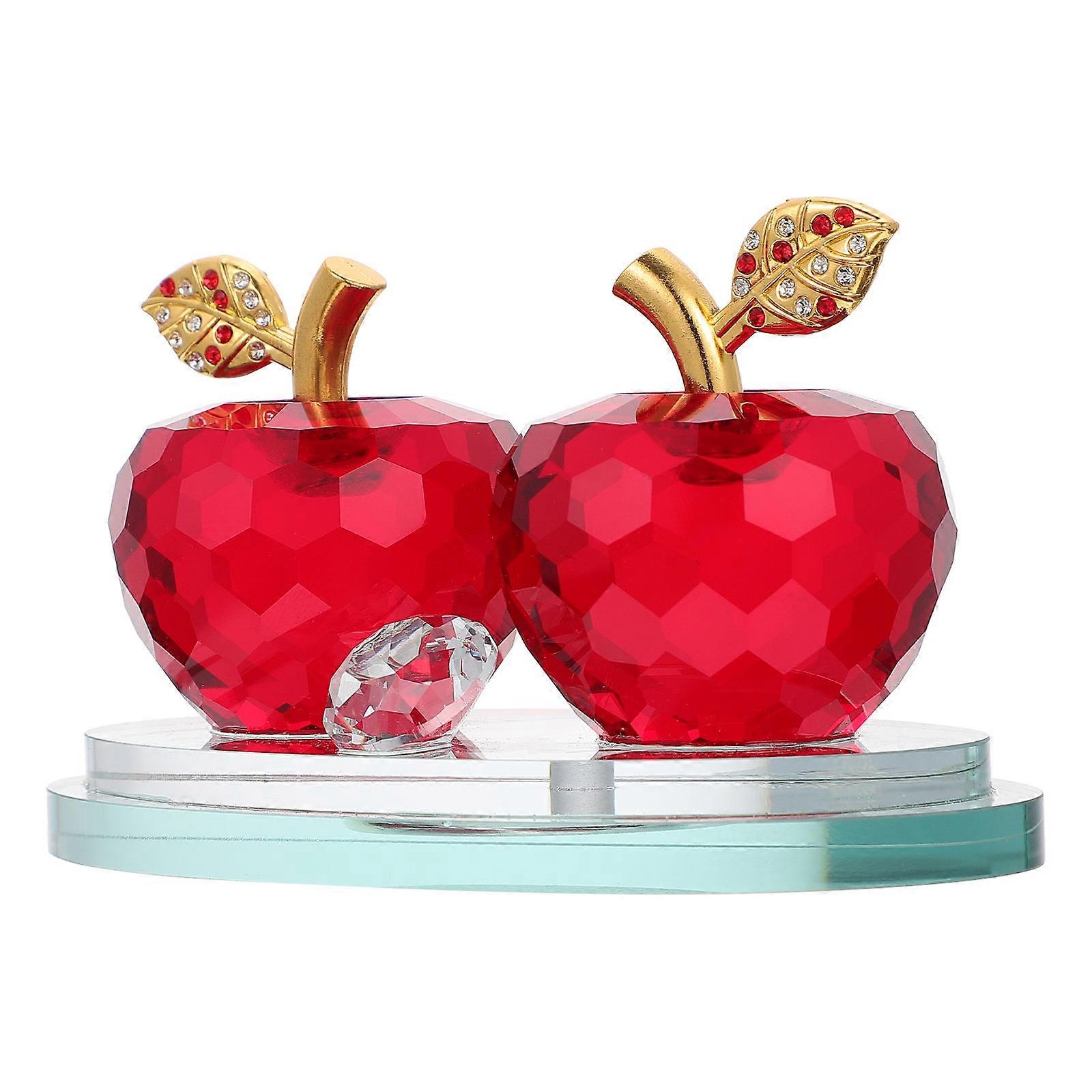 Crystal Apple Adornment Desktop Ornaments Crystal Decor For Friends 12X7.5X7CM 1Pack