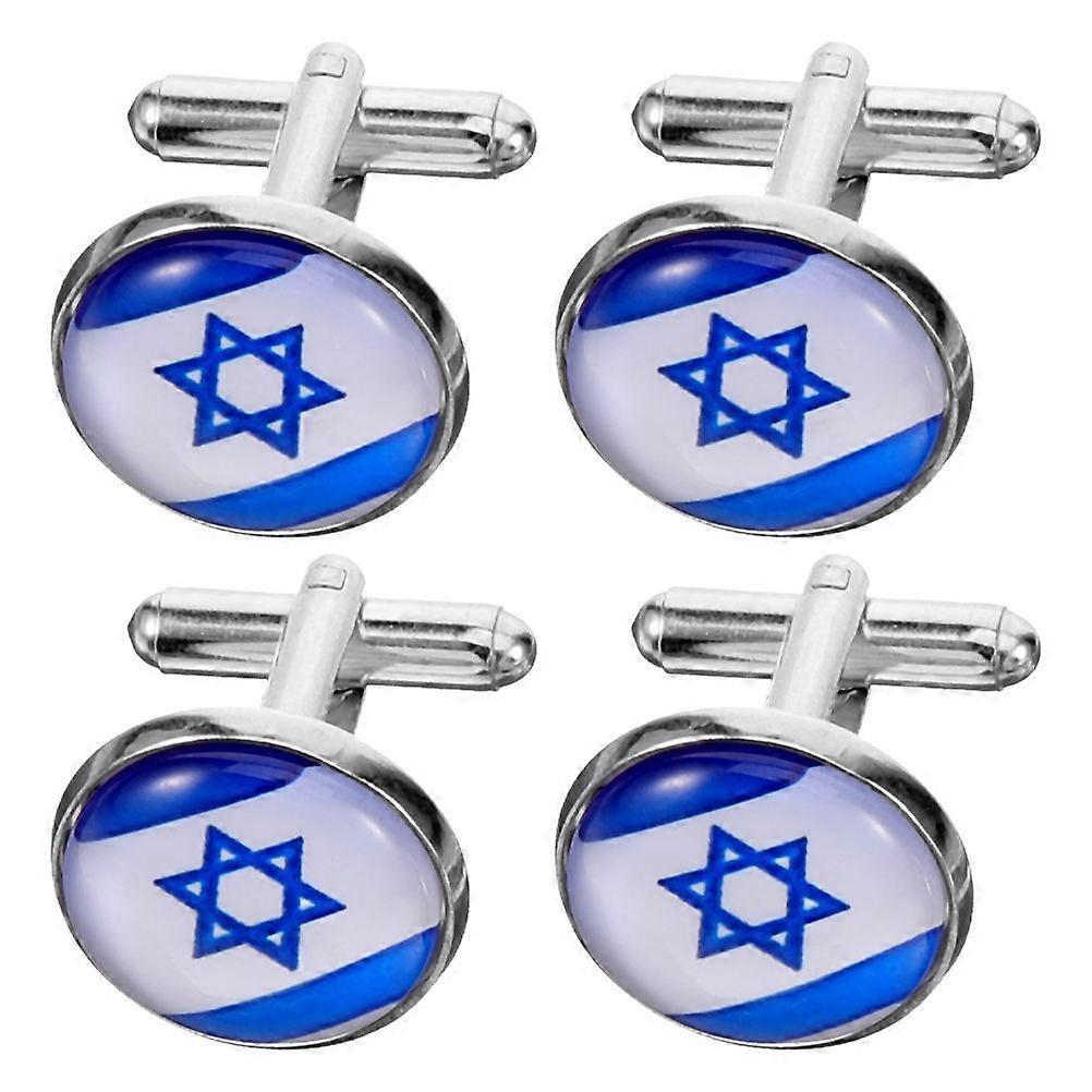 Alloy Cufflinks High Polished Surface Rounded Edges Comfortable Touch Feeling Formal Wear Men 4Pcs