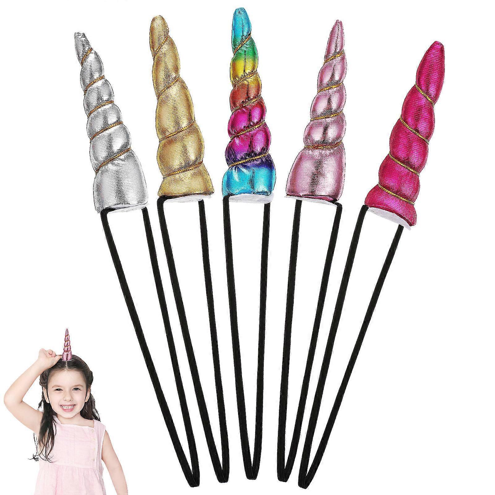 Elastic Adjustable Unicorn Hair Band For Girls Daily Use Mixed Color 5Pcs
