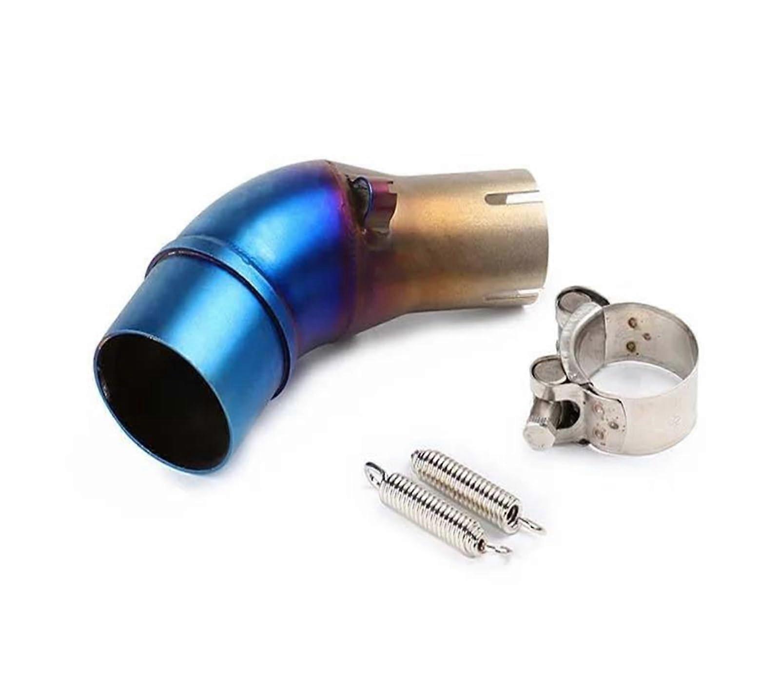 Exhaust Silencer for R25 for R3 for MT03 2014 Motorcycle Exhaust Middle Link Pipe Adapter Plug Slip On Motorcycle Silencer (Blue)