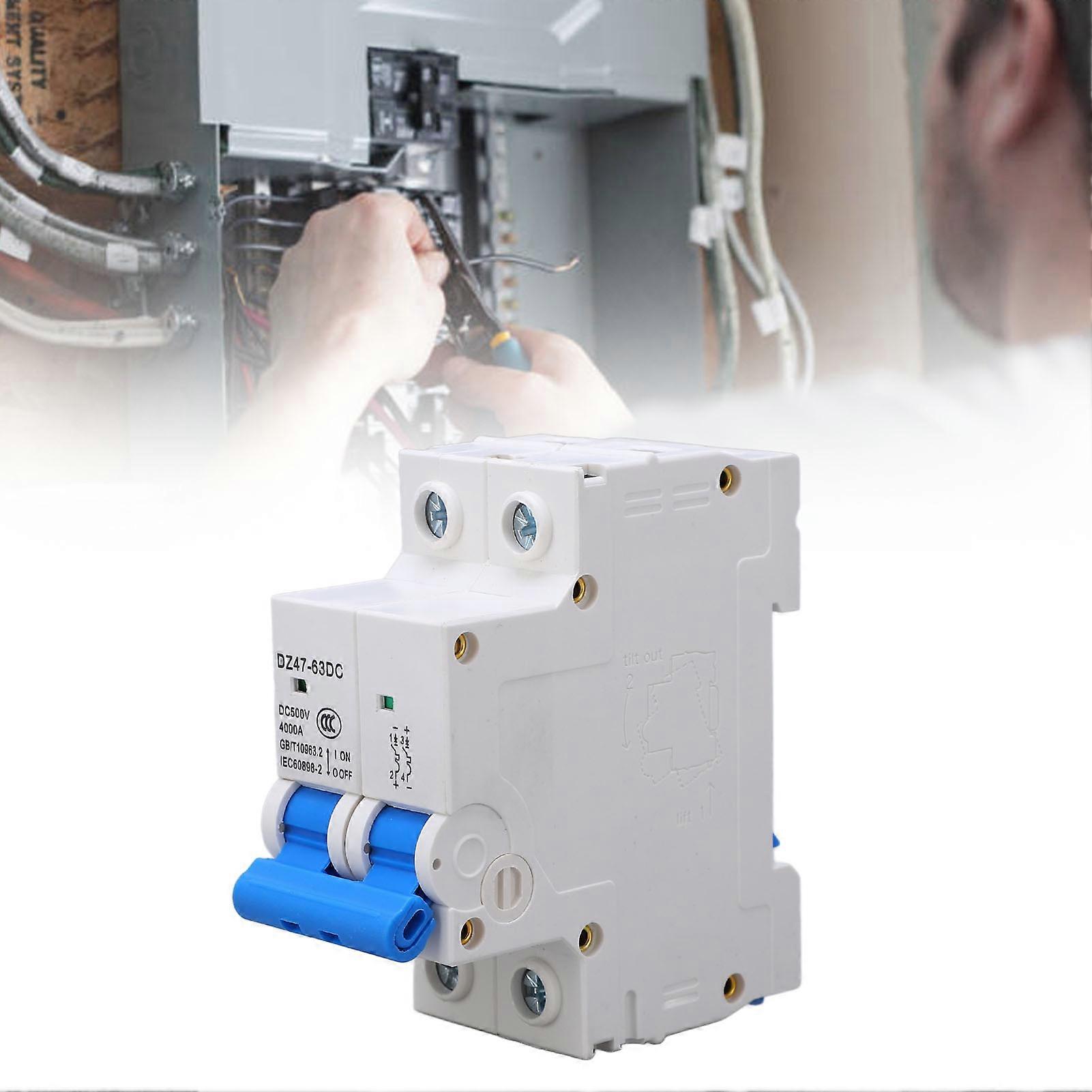 DC Miniature Circuit Breaker Upgraded 2P 500V Air for Solar PV System Panels Grid 50A 