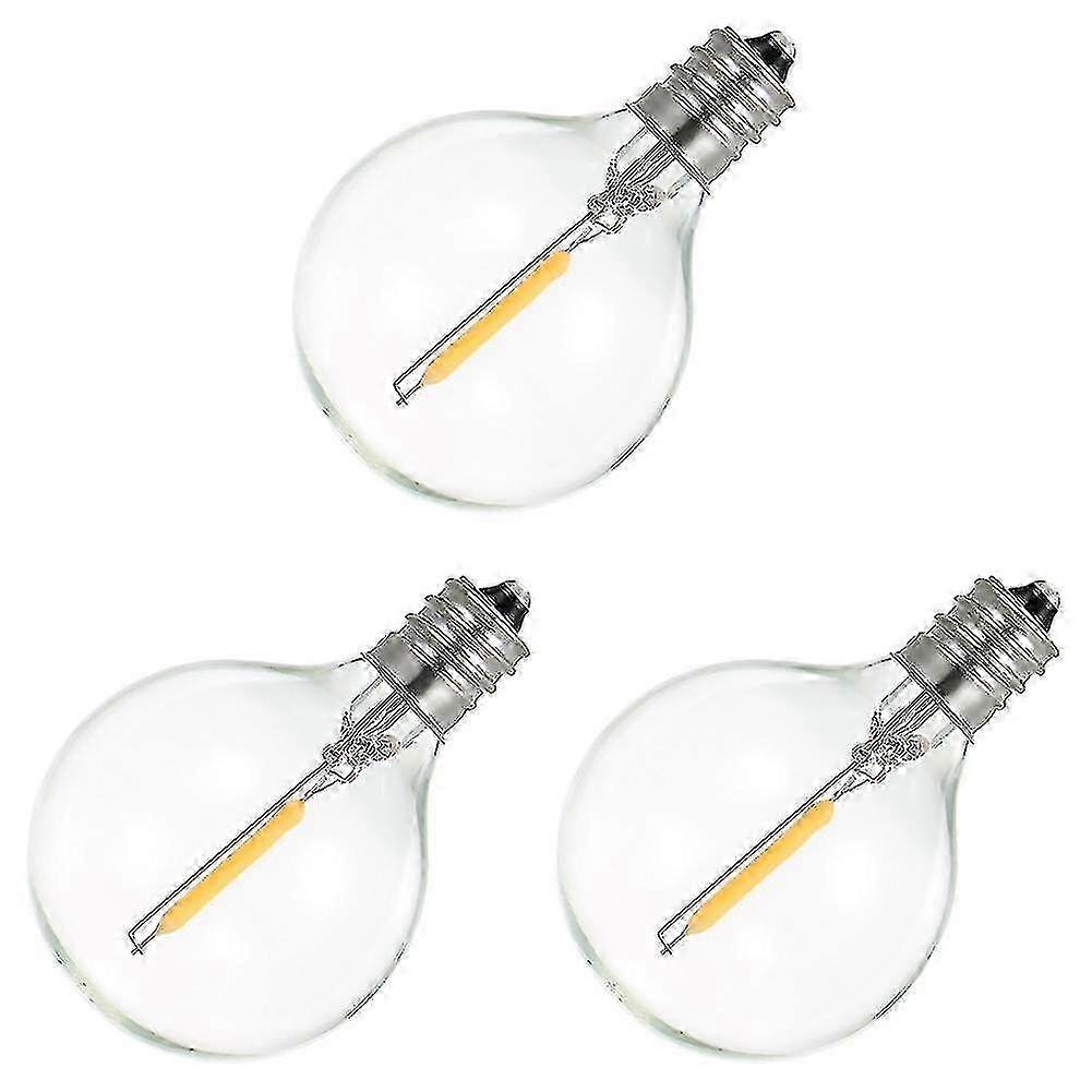 3pcs G40 Led Light Bulbs, E12 Screw Base Compatible Solar String Lights--