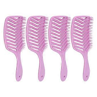 4pcs Hair Detangling Brush Hollow Out V Shaped Vented Hair Styling Comb for Dry Wet Use